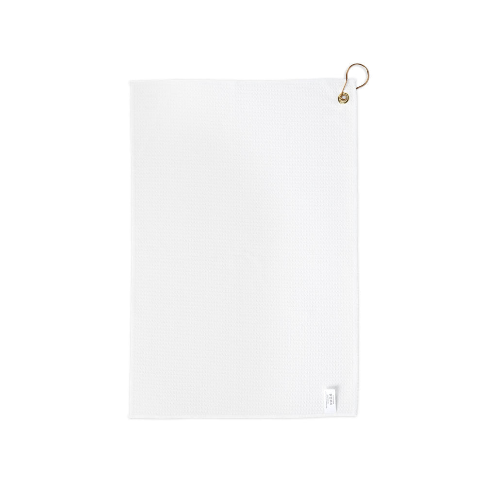 White Golf Towel with Metal Clip — Lightweight Waffle-Texture Club Towel for Course & Practice