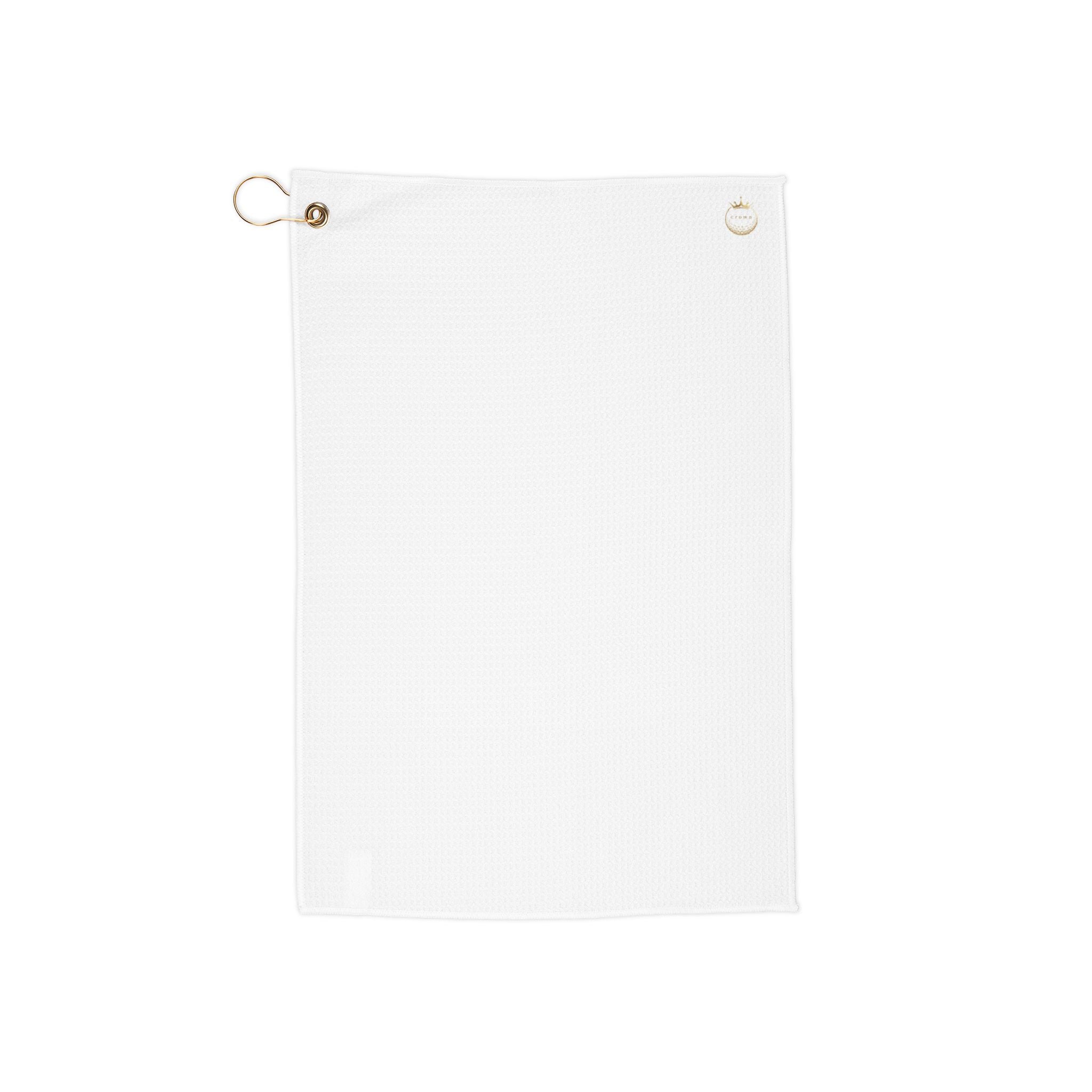 White Golf Towel with Metal Clip — Lightweight Waffle-Texture Club Towel for Course & Practice